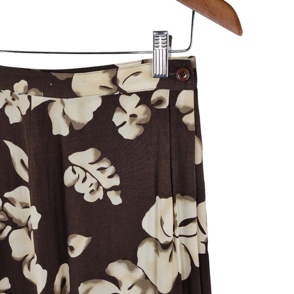 Vintage Sassco Brown Floral A-Line Knee Length Wrap Skirt Women's 10- 28" Waist - Picture 3 of 10